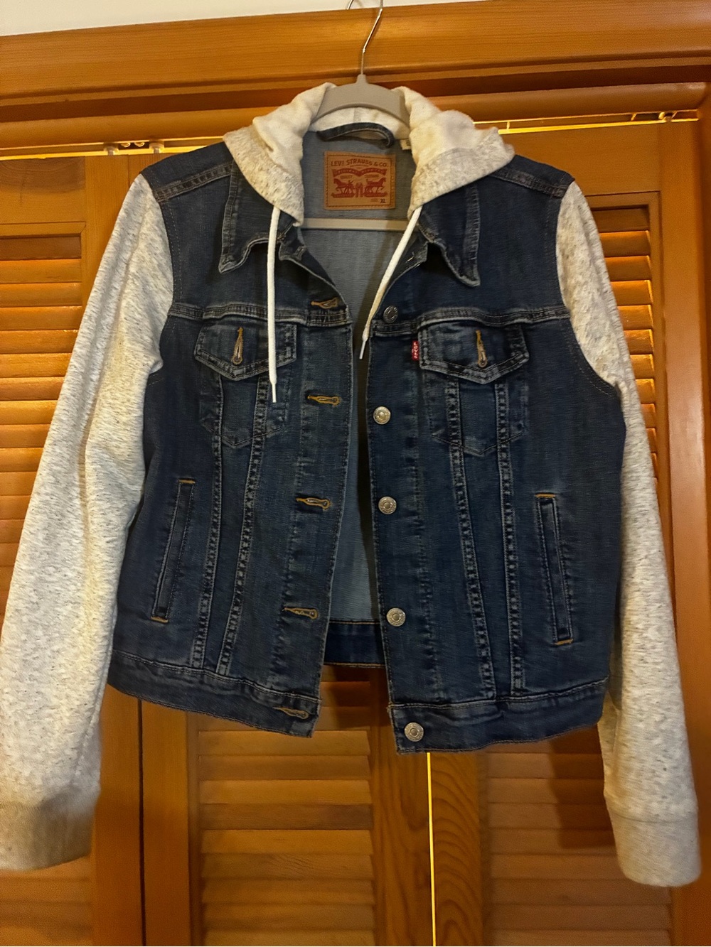 Levi's Denim Jacket with Light Gray Hood & Sleeves
